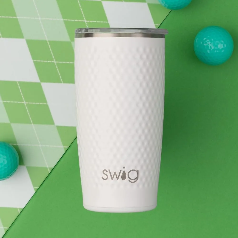 Swig Life 22oz Triple Insulated Highball Tumbler with Lid, Dishwasher Safe, Double Wall, and Vacuum Sealed Travel Coffee Mug Tumbler in Golf Ball with Golf Ball Textured Frame