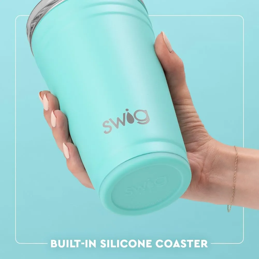 Swig Life 24oz Party Cup, Stackable Insulated Travel Coffee Tumbler with EZ Slider Lid, Cup Holder Friendly Travel Thermos, Stainless Steel 24 oz Tumbler, Reusable Coffee Mug (Busy Bee)