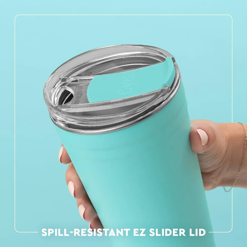 Swig Life 24oz Party Cup, Stackable Insulated Travel Coffee Tumbler with EZ Slider Lid, Cup Holder Friendly Travel Thermos, Stainless Steel 24 oz Tumbler, Reusable Coffee Mug (Busy Bee)