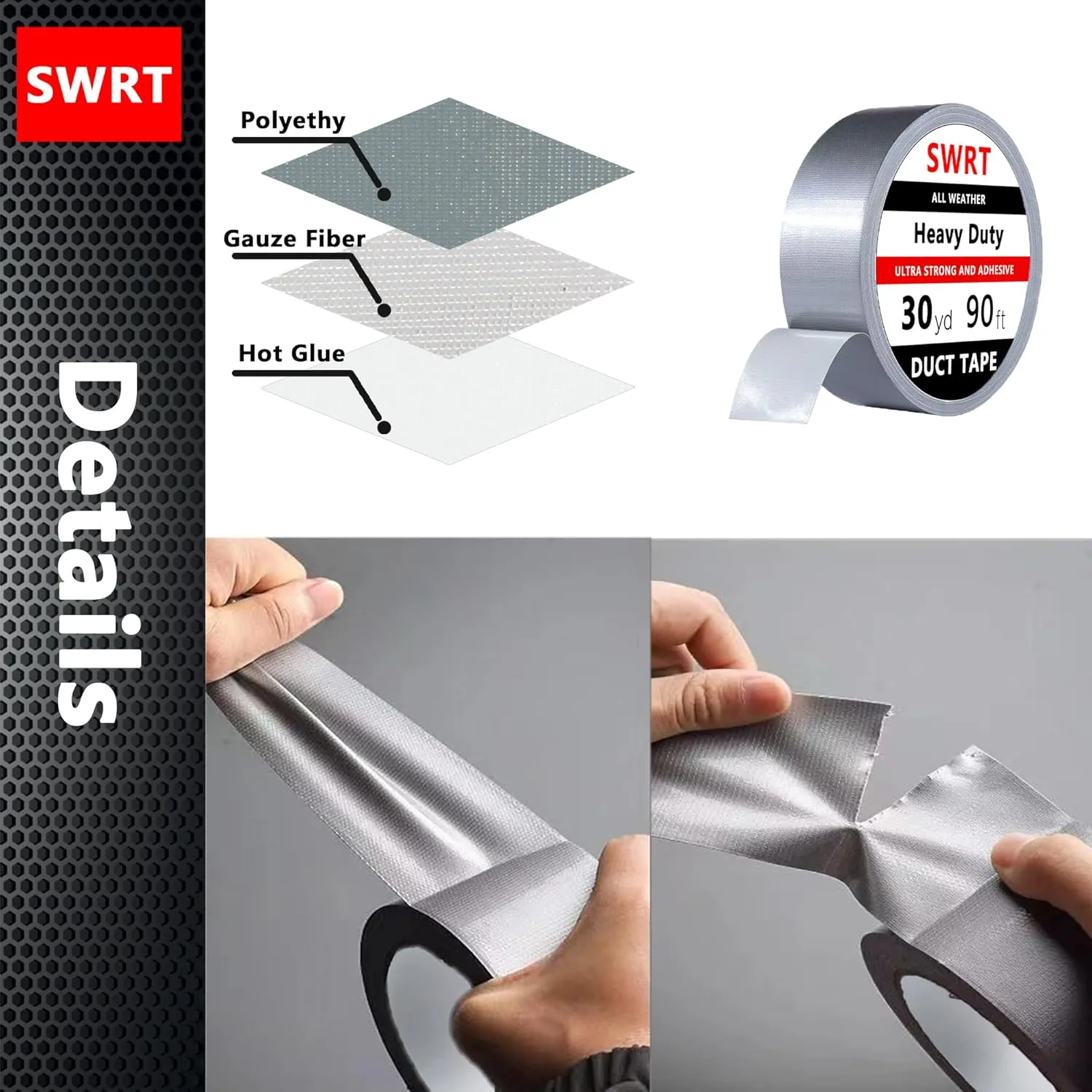 SWRT 24-Pack 9 Mil Silver Heavy Duty Duct Tape Strong Adhesive, 2 Inch x 720 Yd Duct Heavy Duty Waterproof All Weather Gray Duct Tape No Residue Sealing & Patching for Indoor&Outdoor Repair