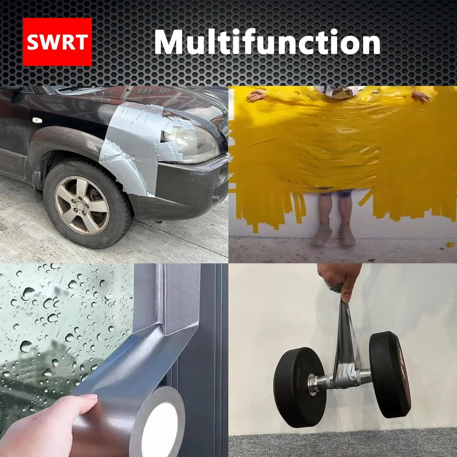 SWRT 24-Pack 9 Mil Silver Heavy Duty Duct Tape Strong Adhesive, 2 Inch x 720 Yd Duct Heavy Duty Waterproof All Weather Gray Duct Tape No Residue Sealing & Patching for Indoor&Outdoor Repair