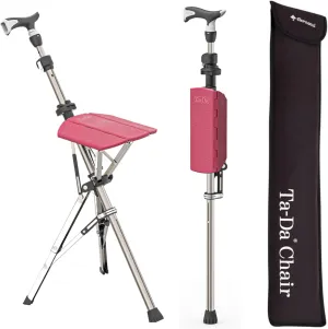 Ta-Da Chair Series 1 Pro, Portable Trekking Hiking Pole, Folding Walking Stick with Seat, Walking Cane with Chair, Foldable Chair, Lightweight Aluminum, Easy Carry and Storage, Anti-Slip