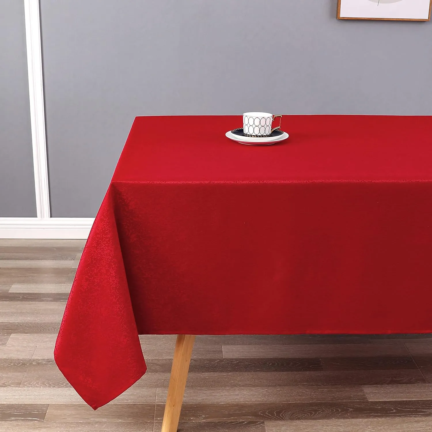 Tablecloth Red Jacquard Rectangle Table Cloth 54 X 84 Inch, Water Resistant and Wrinkle Free Table Cover for Outdoor,Indoor,Party,Wedding,Dining Room
