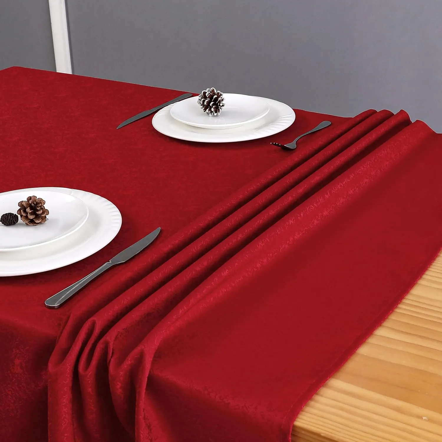 Tablecloth Red Jacquard Rectangle Table Cloth 54 X 84 Inch, Water Resistant and Wrinkle Free Table Cover for Outdoor,Indoor,Party,Wedding,Dining Room