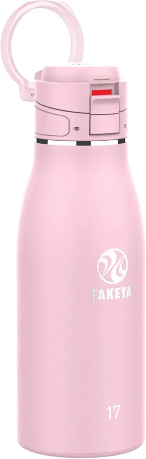 Takeya 885395522074 Traveler Insulated Stainless Steel Bottle, Flip Cap Blush 17oz