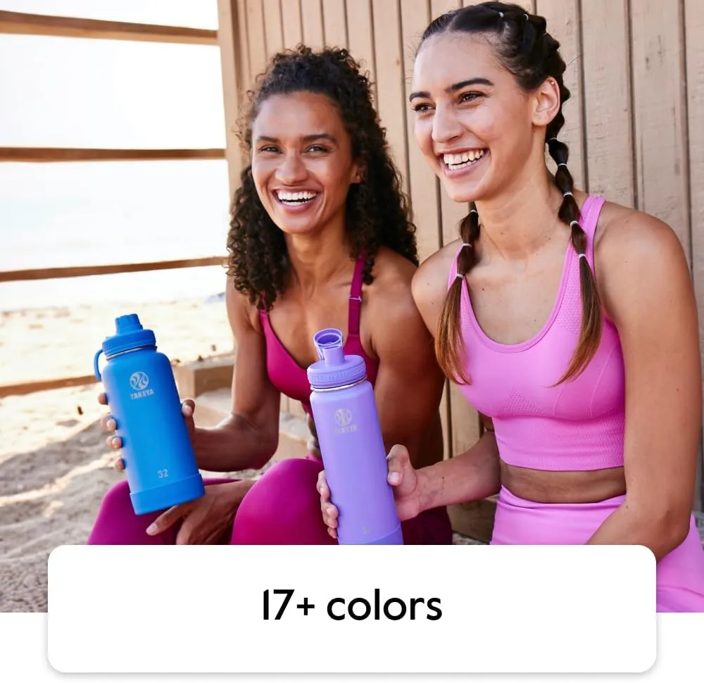 Takeya Actives Water Bottle with Spout Lid - Bottle with Double Stainless Steel Insulation - Dishwasher Safe & BPA-Free - Bottle with Spout Lid & Removable Bumper - 40 oz, Bluestone