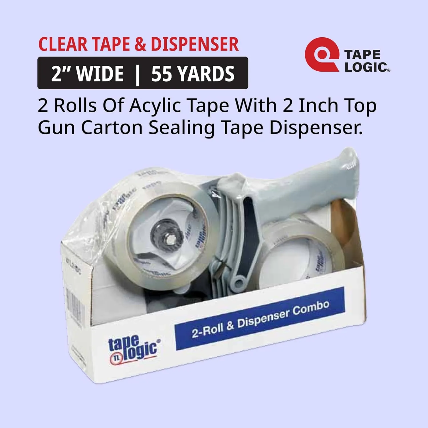 Tape Logic 2" x 55 yds Packing Tape Kit 2.6 Mil (2-Pack) Heavy Duty Packing Tape Rolls for Sealing Boxes at Home, Warehouse, & Office, Supplies for Packaging, Shipping, Moving