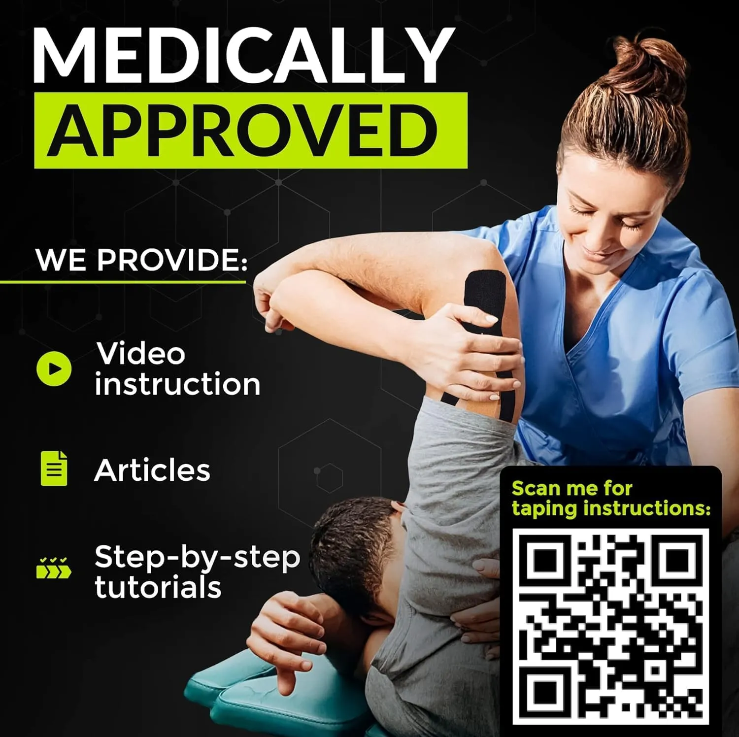 TapeGeeks Kinesiology Tape Athletic Tape Hypoallergenic Kinesiology Tape Sports Tape Kinesiology Tape Waterproof, Body Tape Kinesiology Skin Tape Physio Tape Roll Kinesiology Tape for Knees