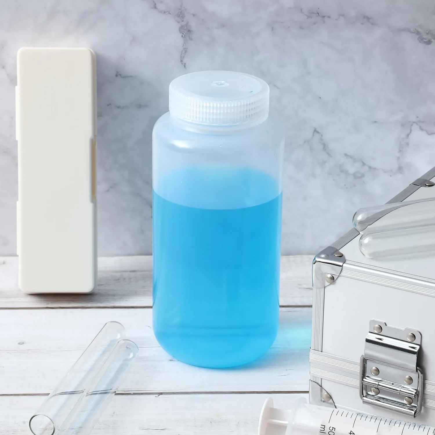 Tatuo 12 Pcs 32 oz 1000ml Polypropylene Wide Mouth Reagent Bottle Plastic Sample Bottles with Screw Caps Translucent PP Sample Containers with Lid for Liquids, Laboratory, Classroom, Storage at Home