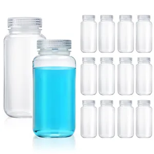 Tatuo 12 Pcs 32 oz 1000ml Polypropylene Wide Mouth Reagent Bottle Plastic Sample Bottles with Screw Caps Translucent PP Sample Containers with Lid for Liquids, Laboratory, Classroom, Storage at Home