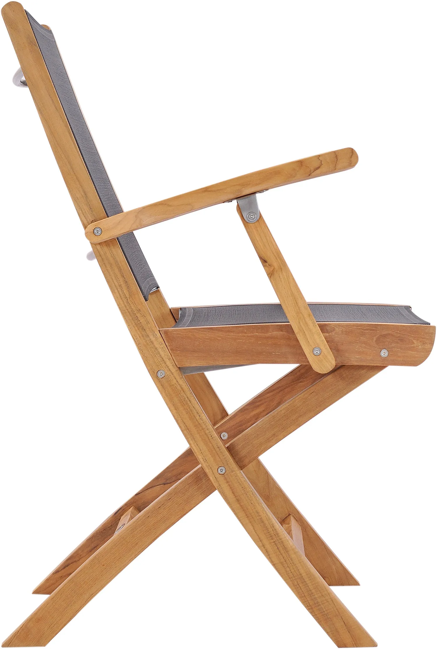 Teak Wood Miami Folding Arm Chair, Black (Set of 2)