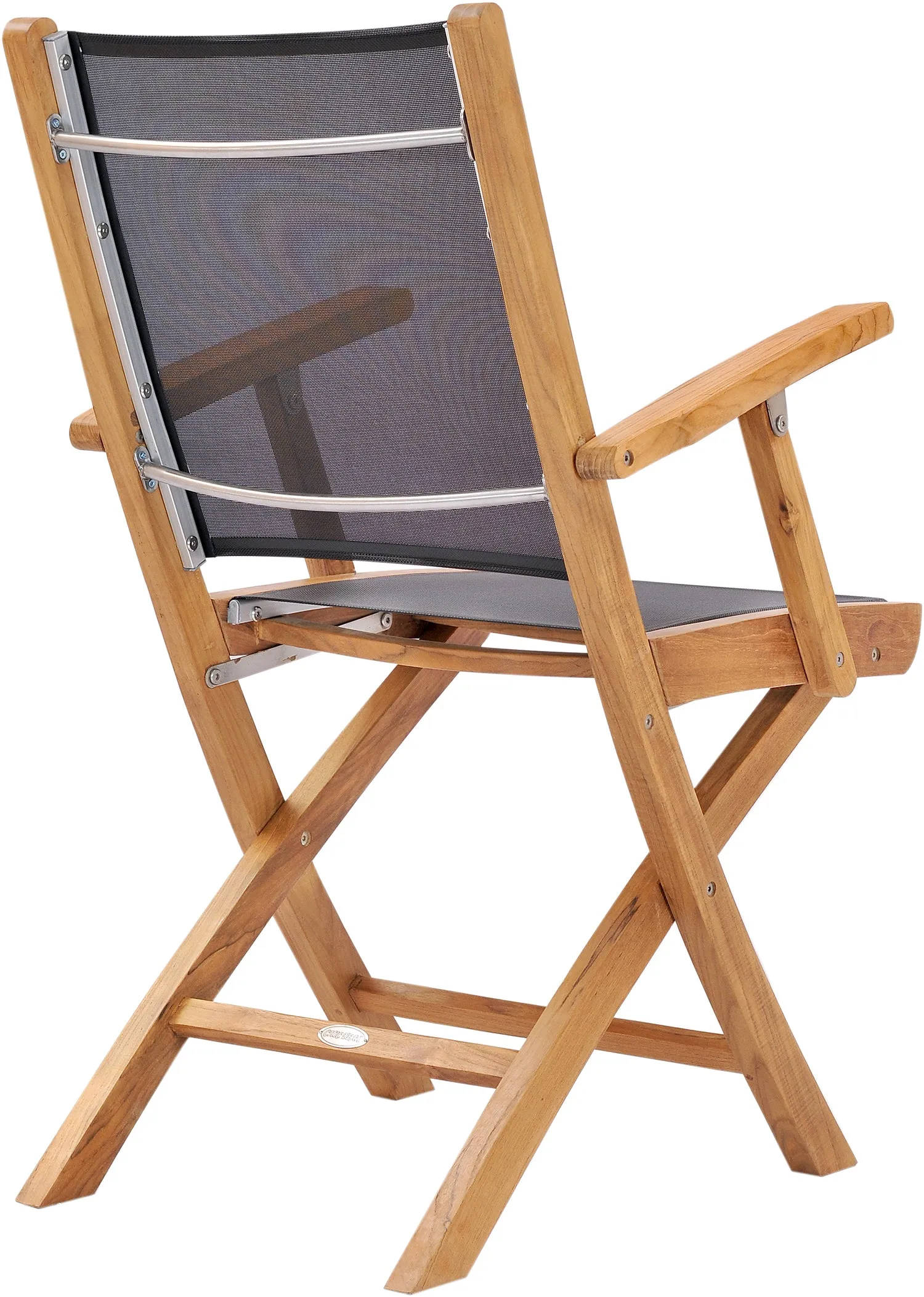 Teak Wood Miami Folding Arm Chair, Black (Set of 2)