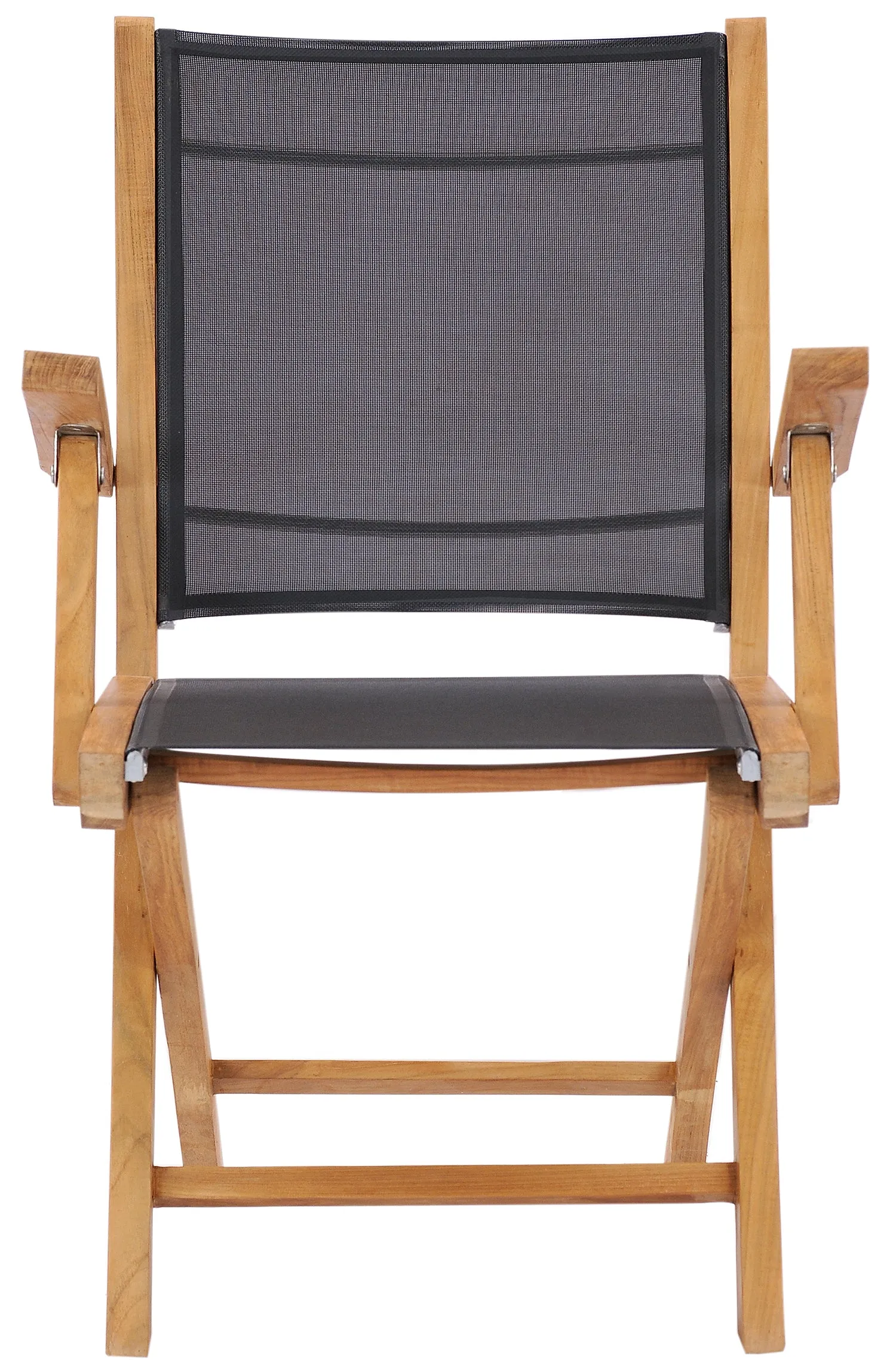 Teak Wood Miami Folding Arm Chair, Black (Set of 2)
