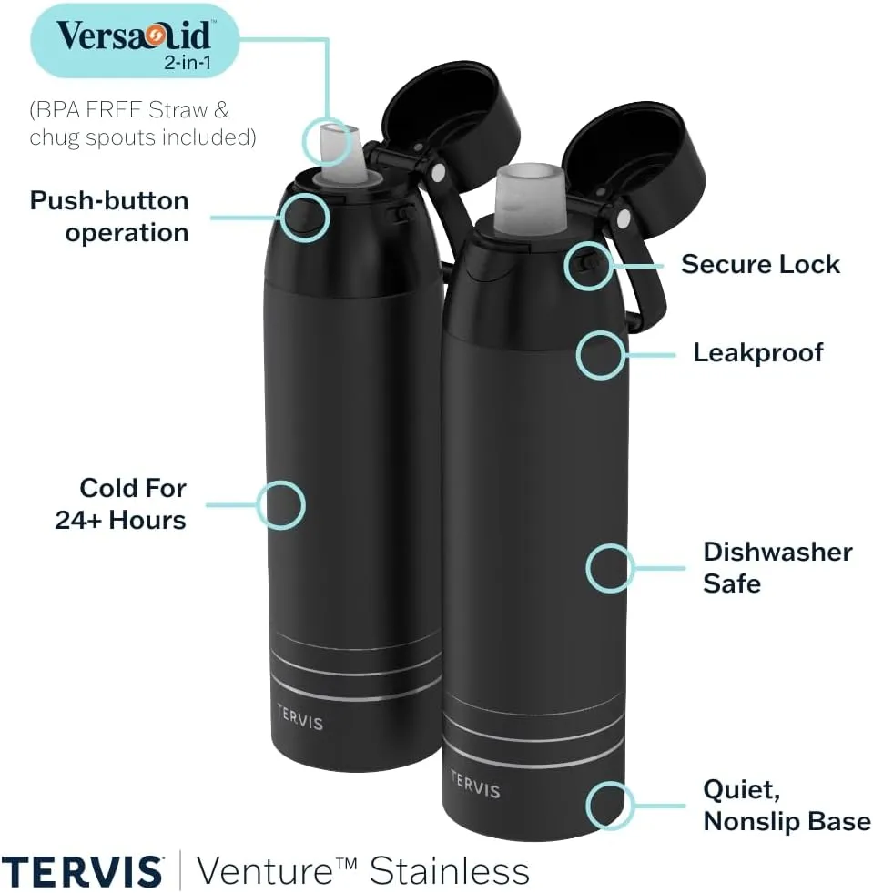 Tervis Venture Water Bottle Peanuts - Snoopy Maxiumus Triple Walled Insulated Tumbler Travel Cup Keeps Drinks Cold & Hot, 26oz, Stainless Steel