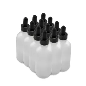 The Bottle Depot - 12 Pack - 4 oz Glass Bottle with Dropper - Clear Frosted - 22-400 Neck Finish - Boston Round Bottles - UV Rays Protection