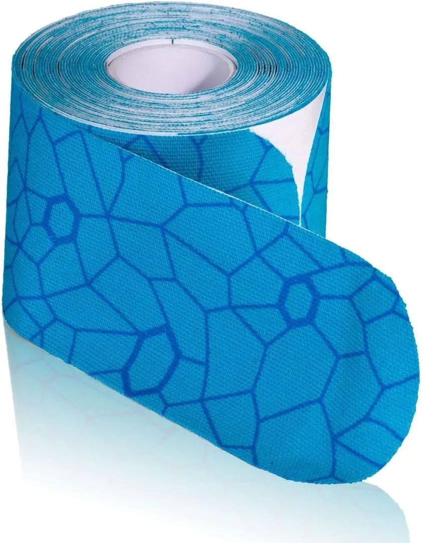 THERABAND Kinesiology Tape, Waterproof Physio Tape for Relief, Muscle & Joint Support, Standard Roll with XactStretch Application Indicators, 2" X 10" Strips, 20 Precut Strips, Blue/Blue