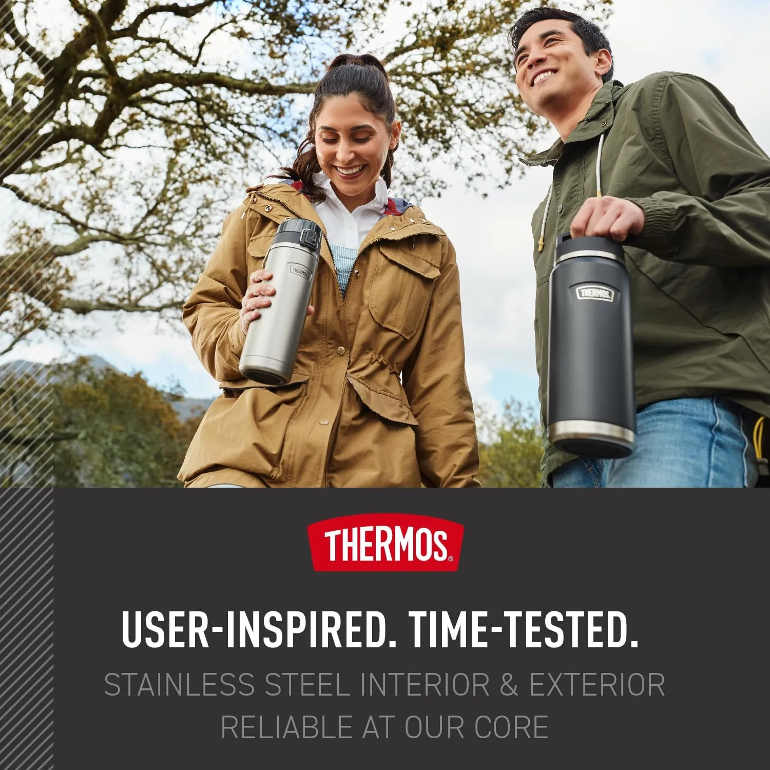 THERMOS ICON SERIES, Stainless Steel Dual Temperature Beverage Bottle, 40 oz, Matte Stainless Steel
