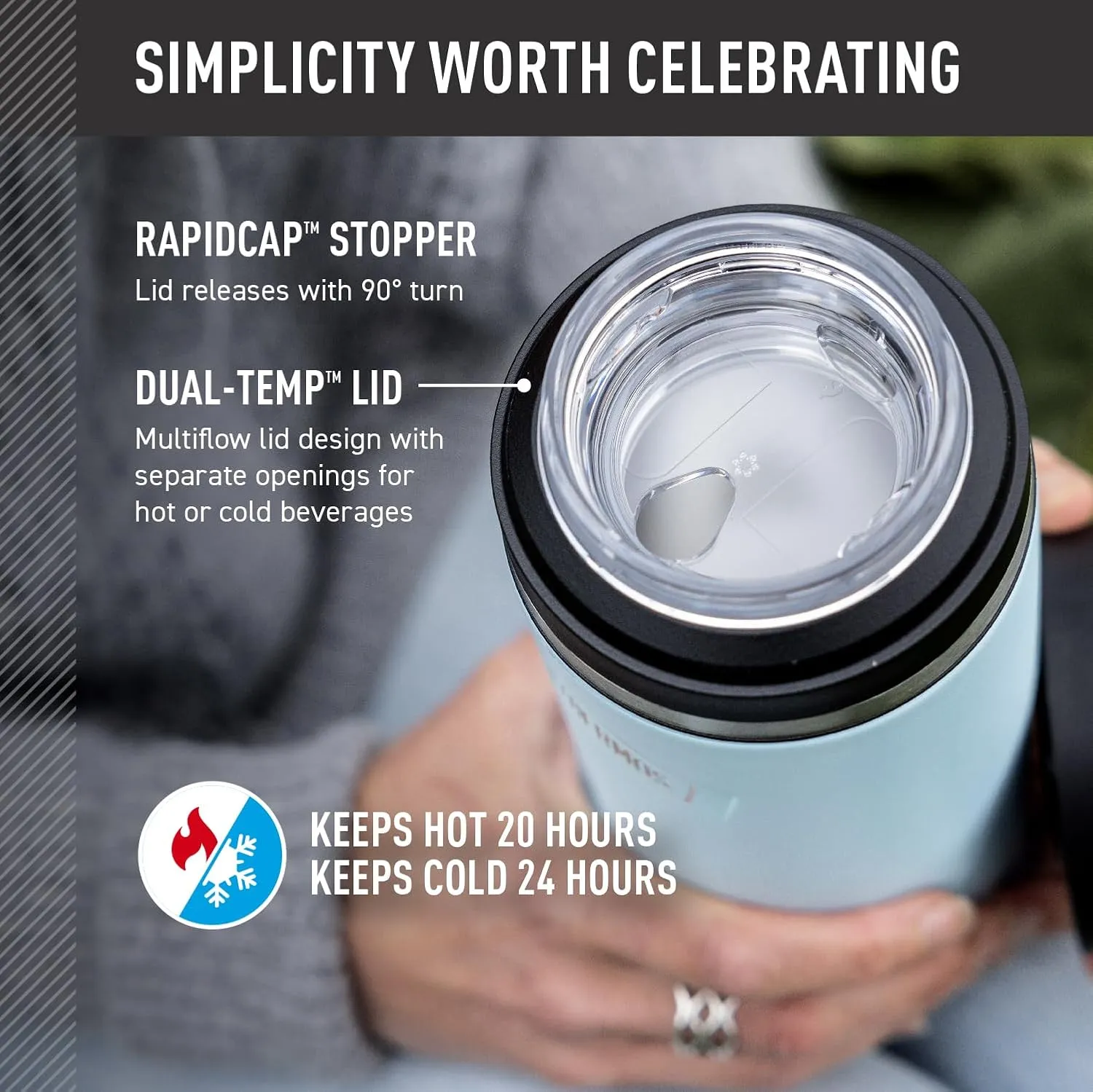 THERMOS ICON SERIES, Stainless Steel Dual Temperature Beverage Bottle, 40 oz, Matte Stainless Steel
