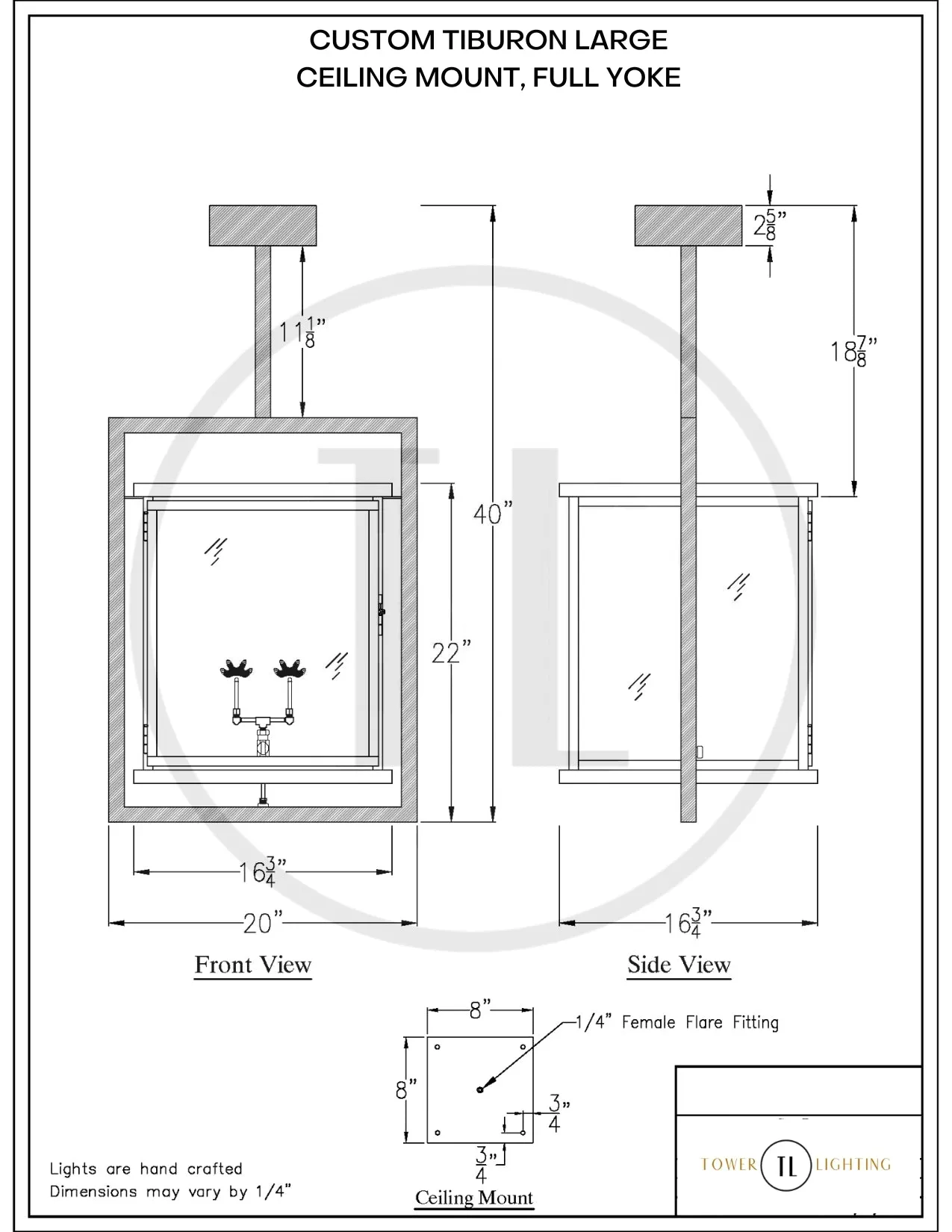 Tiburon Copper Lantern - Hanging Gas Lantern with Yoke