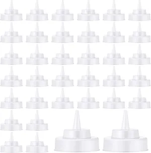 Tioncy 36 Pcs Condiment Squeeze Bottle Replacement Cap Plastic Wide Mouth Squeeze Lids for 63mm Emptying Bottle 2.76inch Natural Cone Tip Dispensing Caps for Kitchen Dining Room Dispenses Sauce
