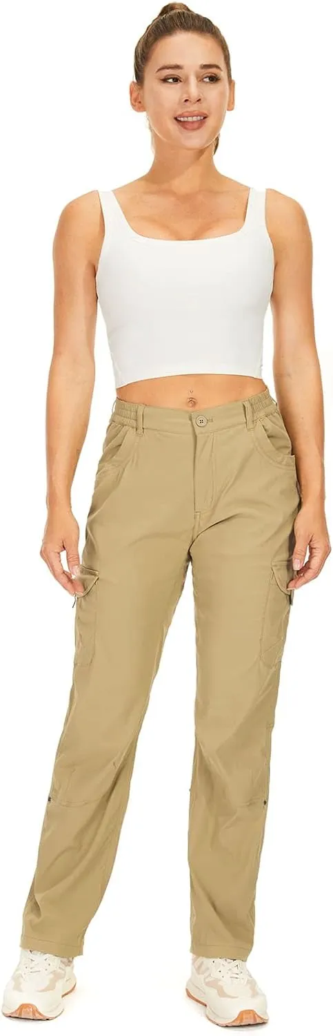 Toomett Women's Hiking Cargo Pants convertible Quick Dry UPF50  Waterproof capri Fishing Safari Travel Pants