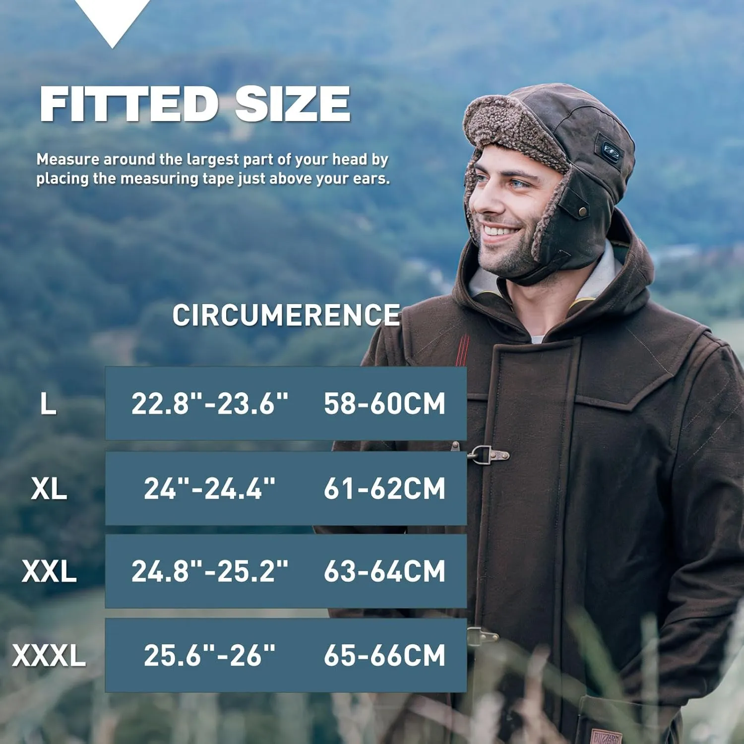 TOP-EX Oversize Waterproof XXL XXXL Mens Pilot Earflap Aviator Winter Faux Leather Hat Hunting Trapper Outdoors