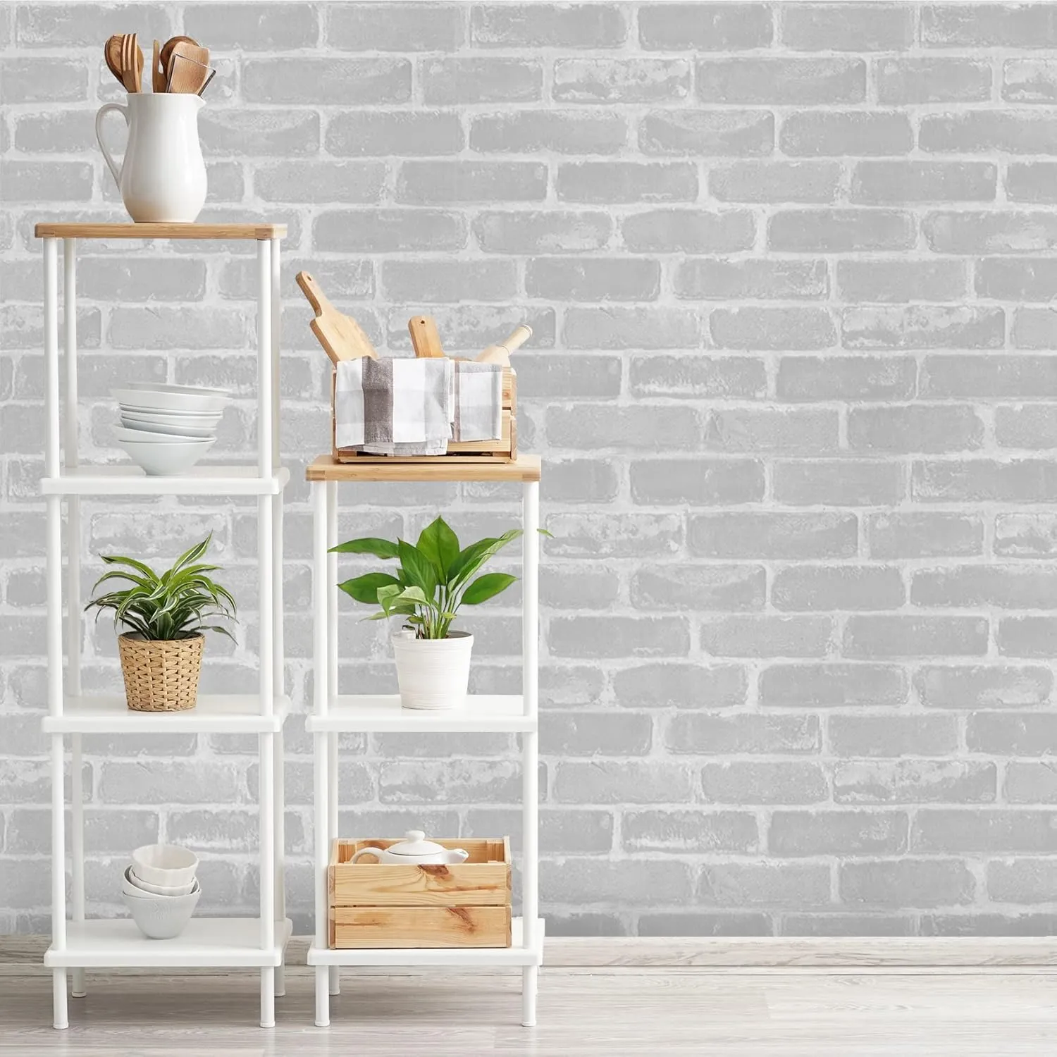 TORC Thick Grey Brick Wallpaper Peel and Stick 20.8 inch x 32.8 ft, Self Adhensive Brick Contact Paper for Fireplace Wall Removable