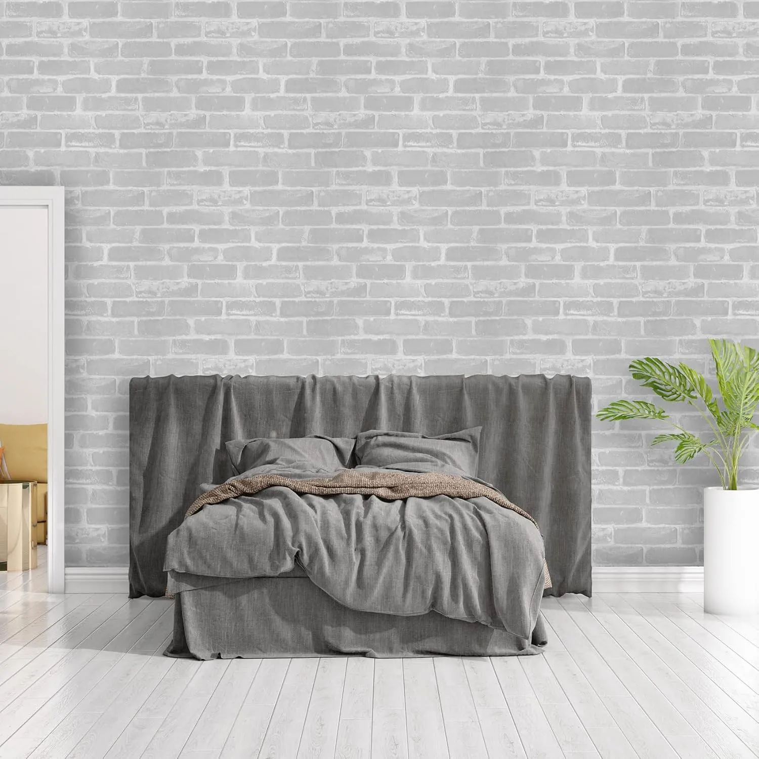 TORC Thick Grey Brick Wallpaper Peel and Stick 20.8 inch x 32.8 ft, Self Adhensive Brick Contact Paper for Fireplace Wall Removable
