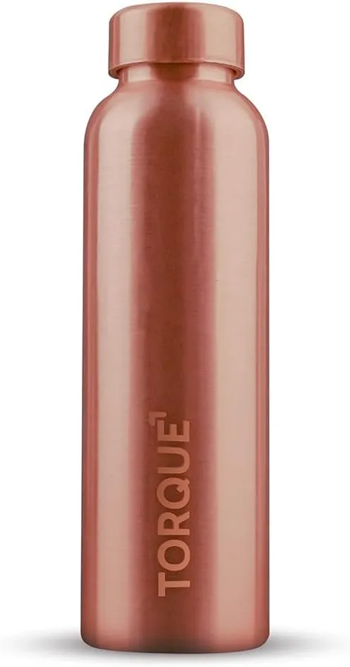 Torque 34 Oz Pure Copper Water Bottle for Drinking | Ayurvedic Hammered Water Bottle Leak Proof Lid | Large Handcrafted Copper Vessel for Drinking Yoga Fitness