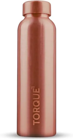Torque 34 Oz Pure Copper Water Bottle for Drinking | Ayurvedic Hammered Water Bottle Leak Proof Lid | Large Handcrafted Copper Vessel for Drinking Yoga Fitness