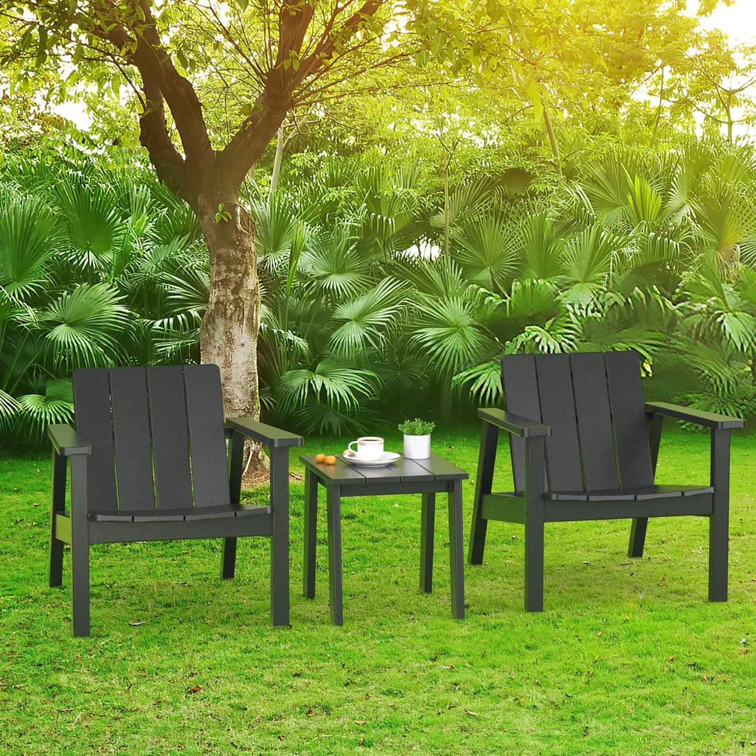TORVA Adirondack Chair, HDPE All-Weather Adirondack Chair for Patio Garden Outdoors, Black