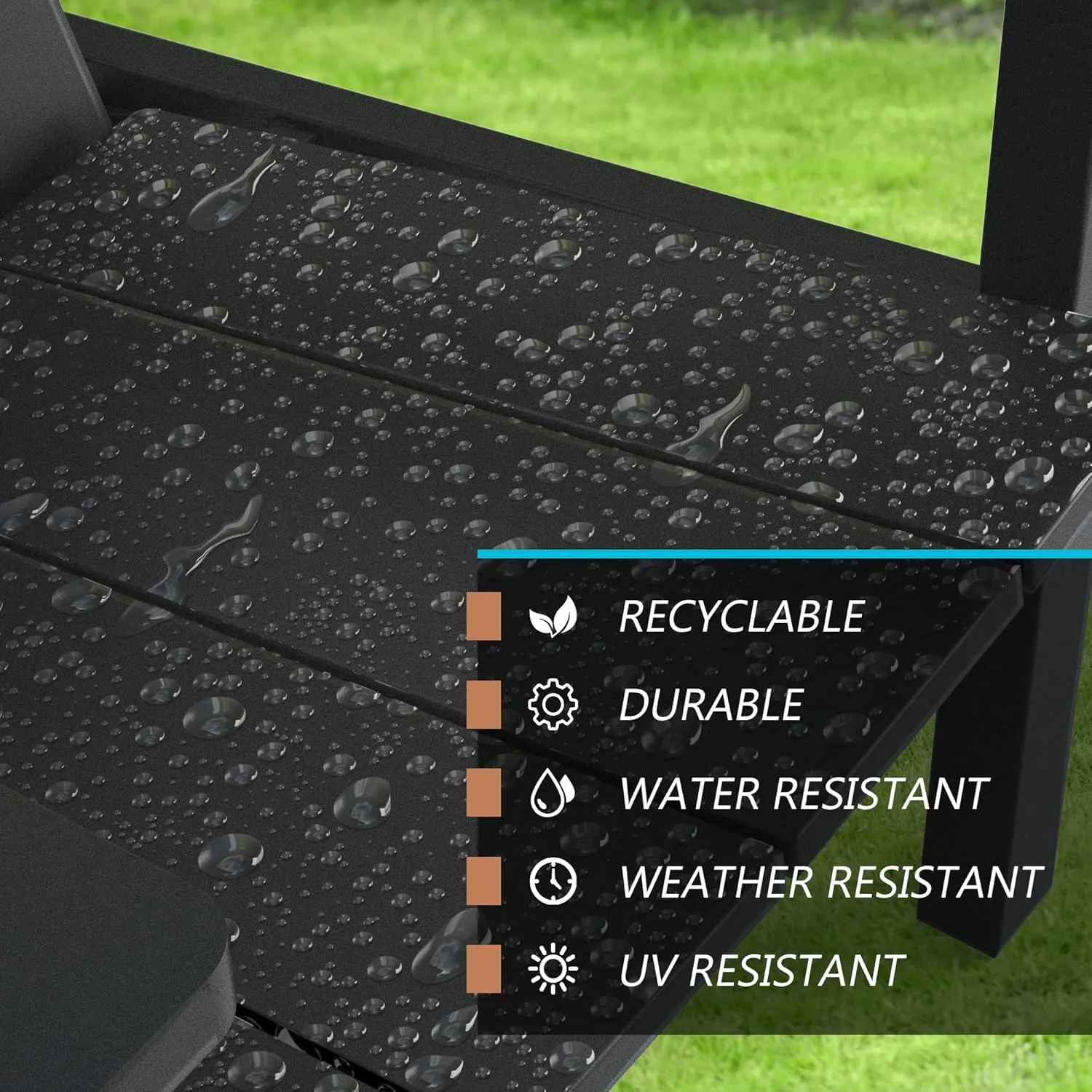 TORVA Adirondack Chair, HDPE All-Weather Adirondack Chair for Patio Garden Outdoors, Black