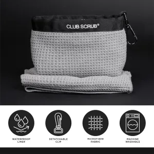 Towel Pro, Golf Club and Ball Cleaning Pouch with Attached Towel, Waterproof Exterior, Clean Face Technology Liner, Machine Washable, Cleans Club Grooves, Waffle-Weave Microfiber