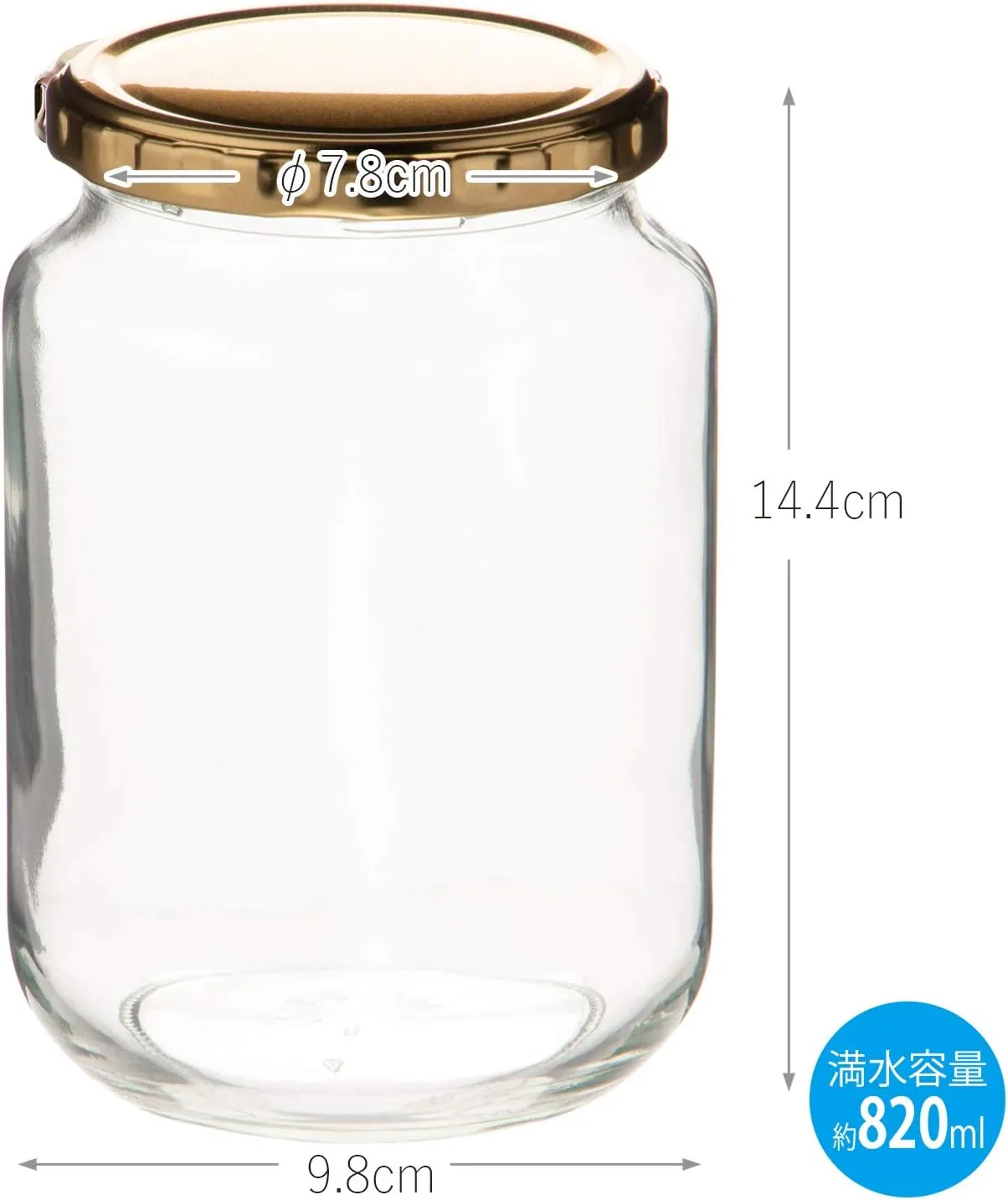 Toyo Sasaki Glass Storage Container, Clear, Approx. 28.7 fl oz (820 ml), Benrin-Rubber, Made in Japan, Includes Bookmark HW-518-A-JAN