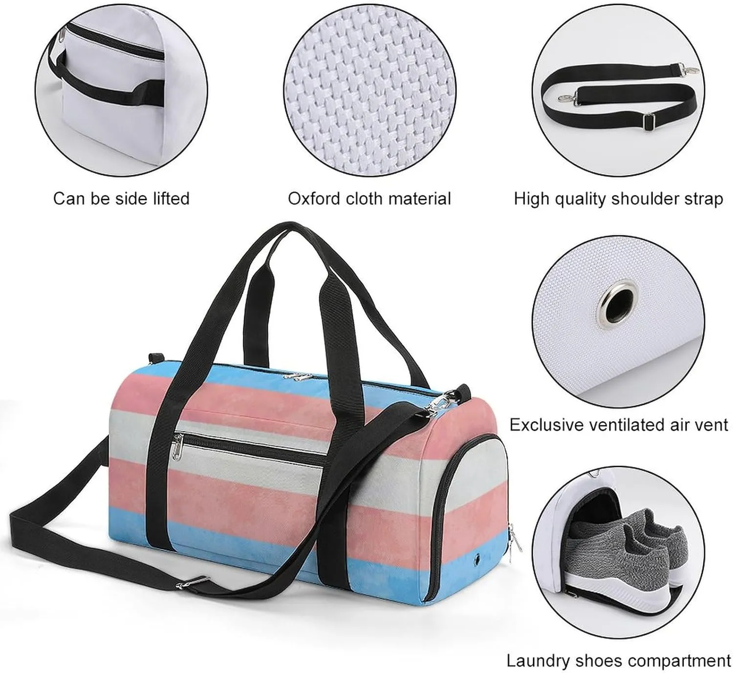 Transgender Pride Flag Sign Gym Bag-Workout Organizer with Water Resistant Compartments for Gym Lovers