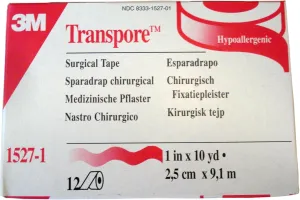 Transpore Surgical Tape by The Box, 1" (Box of 12 Rolls)