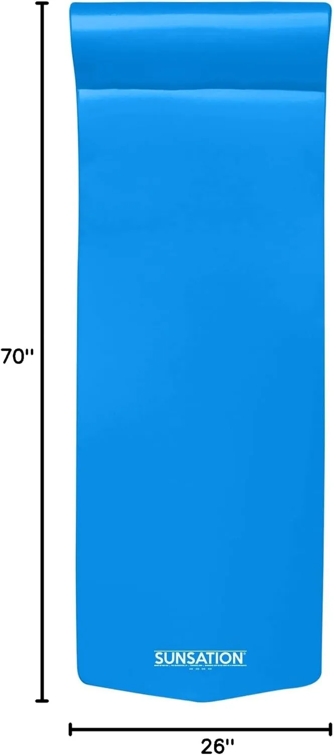 TRC Recreation Sunsation Vinyl Coated Foam Swimming Pool Float Mat Adult Lounger with Built-in Roll Pillow