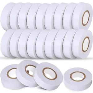 Treela 20 Rolls Electrical Tape 3/4 Inch Waterproof Vinyl Electrical Insulating Tape Flame Retardant Indoor Outdoor High Temperature Resistance Accessory for Wire and Cable(White,66 ft)