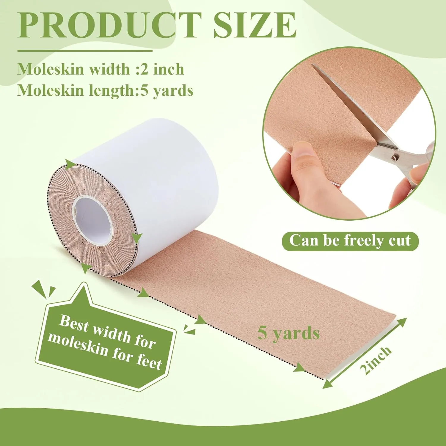 TrelaCo 3 Rolls Moleskin Tape Moleskin Roll Moleskin Adhesive Pads Soft Cotton Adhesive Moleskin Tape Soft Plush Moleskin Skin Patch for Feet, Skin, Shoes, Body(2 Inch x 5 Yards)