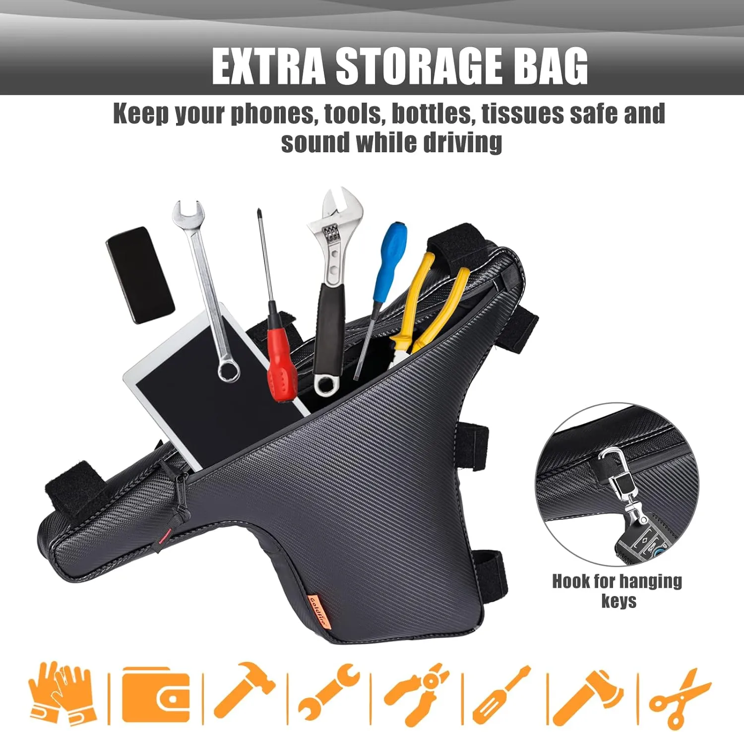 Truss Storage Bag Fit for Kawasaki Teryx KRX 1000 2020 2021 2022 2023 Accessories Cage Roll Bar Side Triangle Bag (Black Piping)
