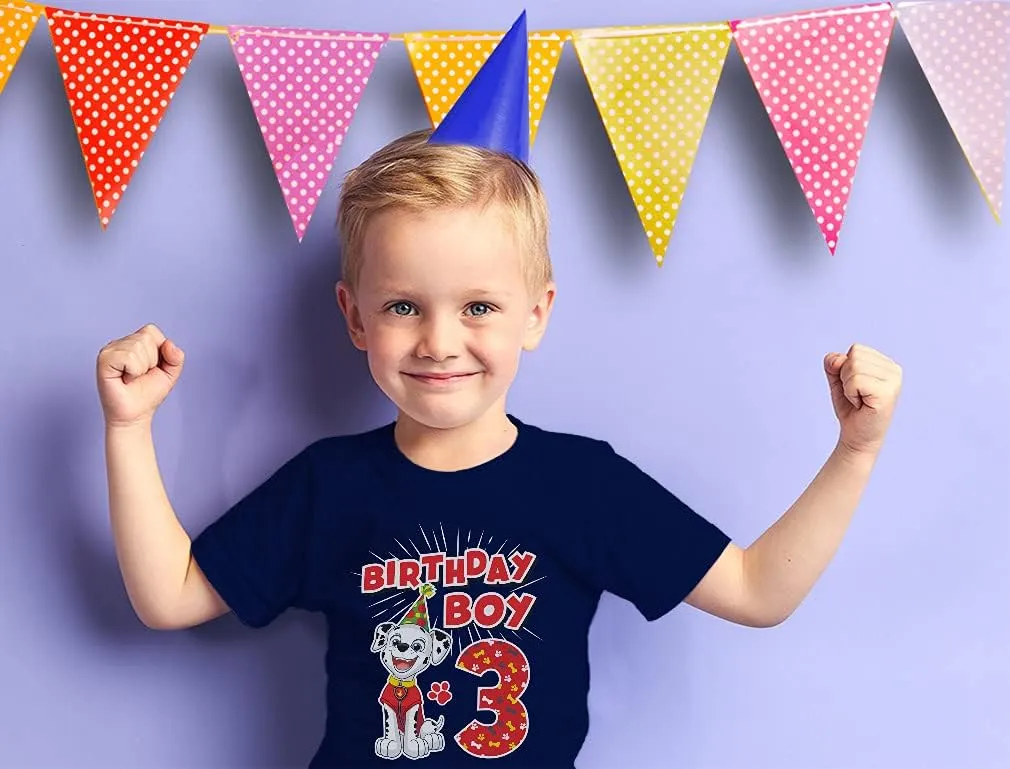Tstars Marshall 3rd Birthday Boy Shirt Gifts for 3 Years Old Bday Paw Patrol Theme Party Toddler Kids T-Shirt