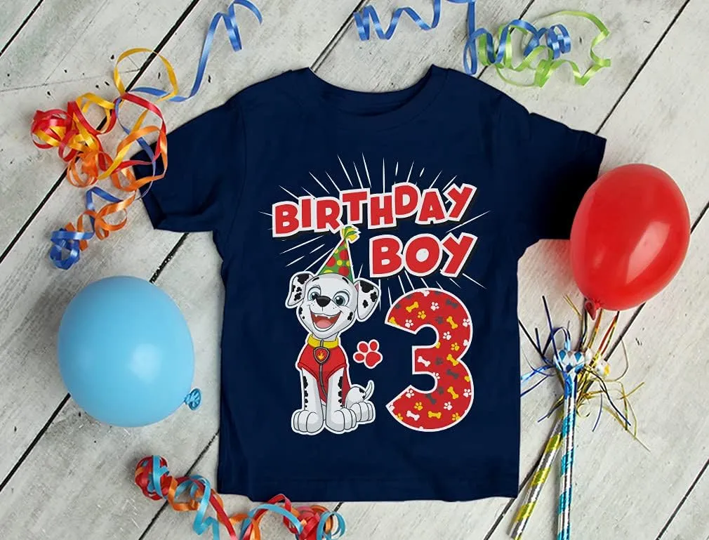 Tstars Marshall 3rd Birthday Boy Shirt Gifts for 3 Years Old Bday Paw Patrol Theme Party Toddler Kids T-Shirt