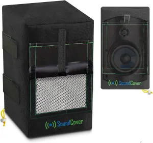 Two Black Waterproof 600D Outdoor Speaker Covers for C-Bracket Mounted Speakers – Fits Yamaha NS-AW150, Polk Audio Atrium 5 (Max Dimensions: H 12.8" x W 7.9" x D 8.9")