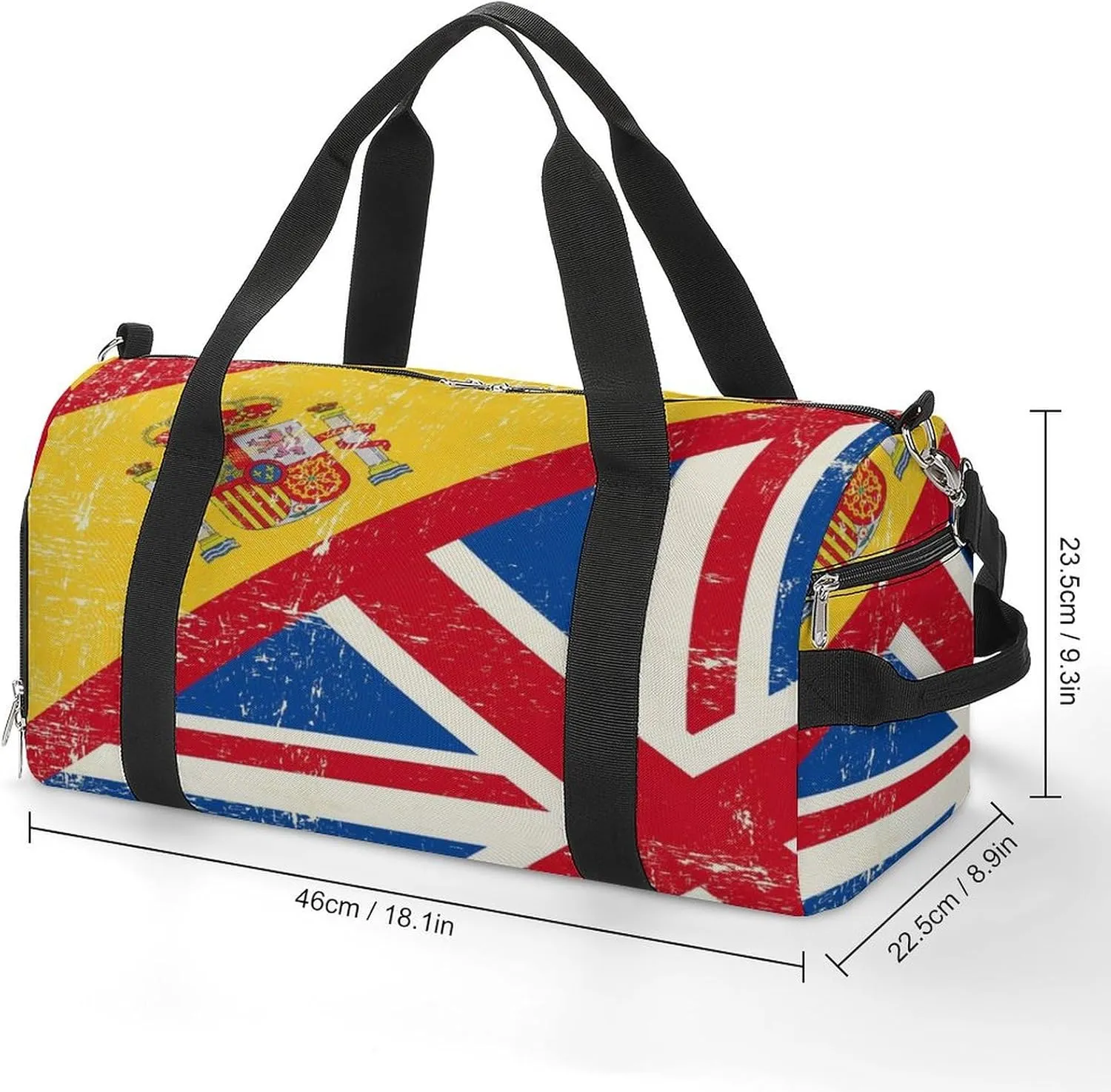 UK And Spanish Flag Gym Bag-Workout Organizer with Water Resistant Compartments for Gym Lovers, style-13-1