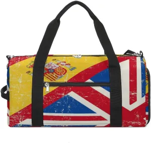 UK And Spanish Flag Gym Bag-Workout Organizer with Water Resistant Compartments for Gym Lovers, style-13-1
