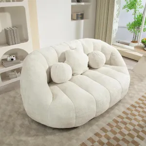 Ultimate Comfort with High Back Bean Bag Sofa, Durable Foam Filling, Indoor & Outdoor Use, Chenille Fabric, White