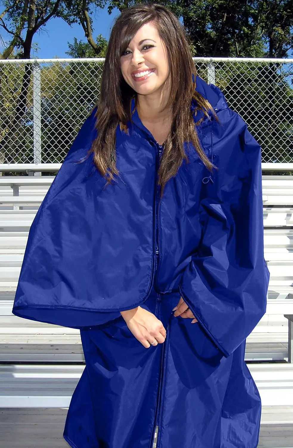 Ultimate SportsWrap - Patented - The Only Wearable Weatherproof/Stadium/Picnic/Sports Blanket, Complete with Upper and Lower Zippers, Lined & Adjustable Hood and Inside Hand Warmers, 70" X 58"