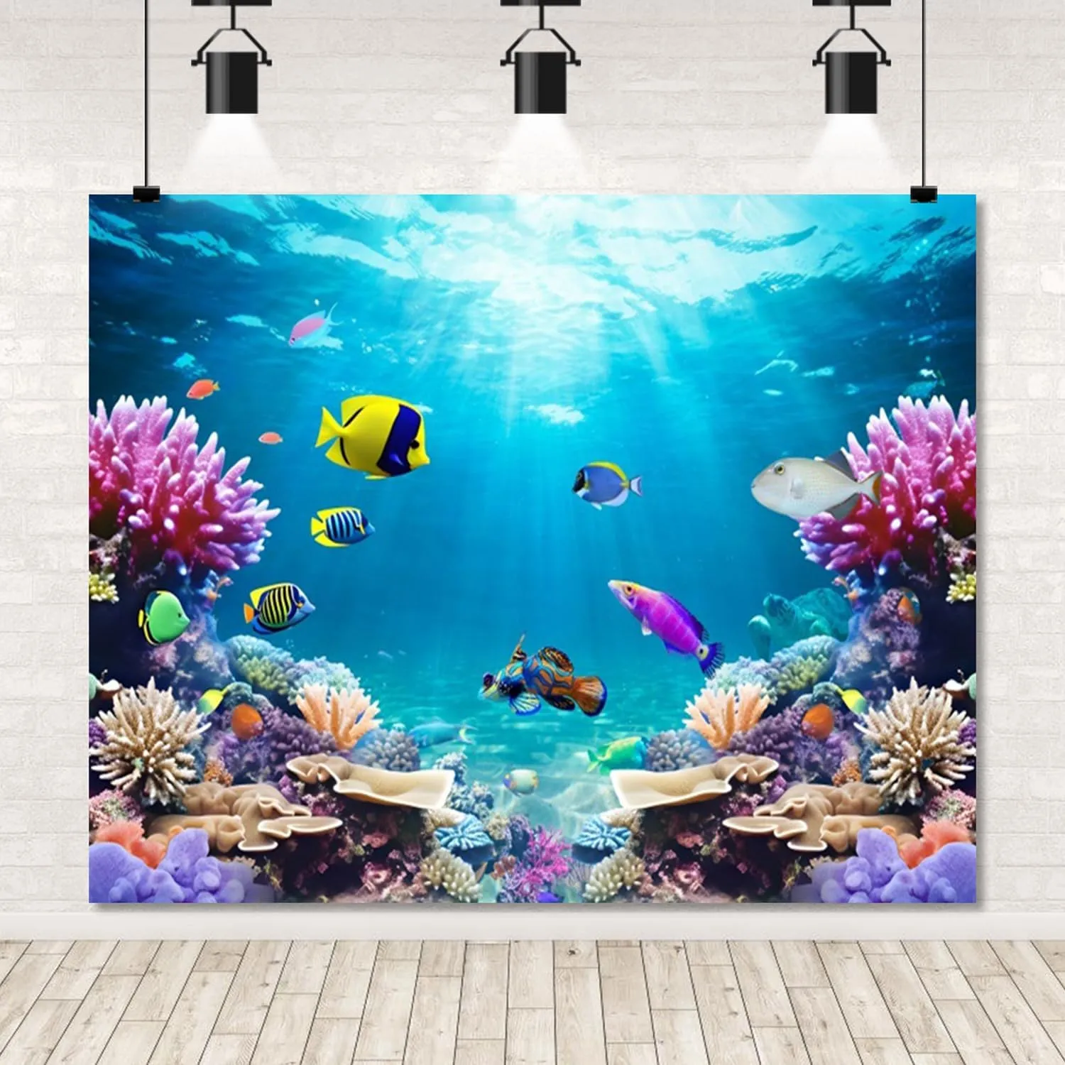 Under The Sea Backdrop 10x8ft Ocean Backdrop Underwater World Deep Sea Sunlight Tropical Fish Aquarium Photography Background Birthday Ocean Theme Party Decorations Photo Props