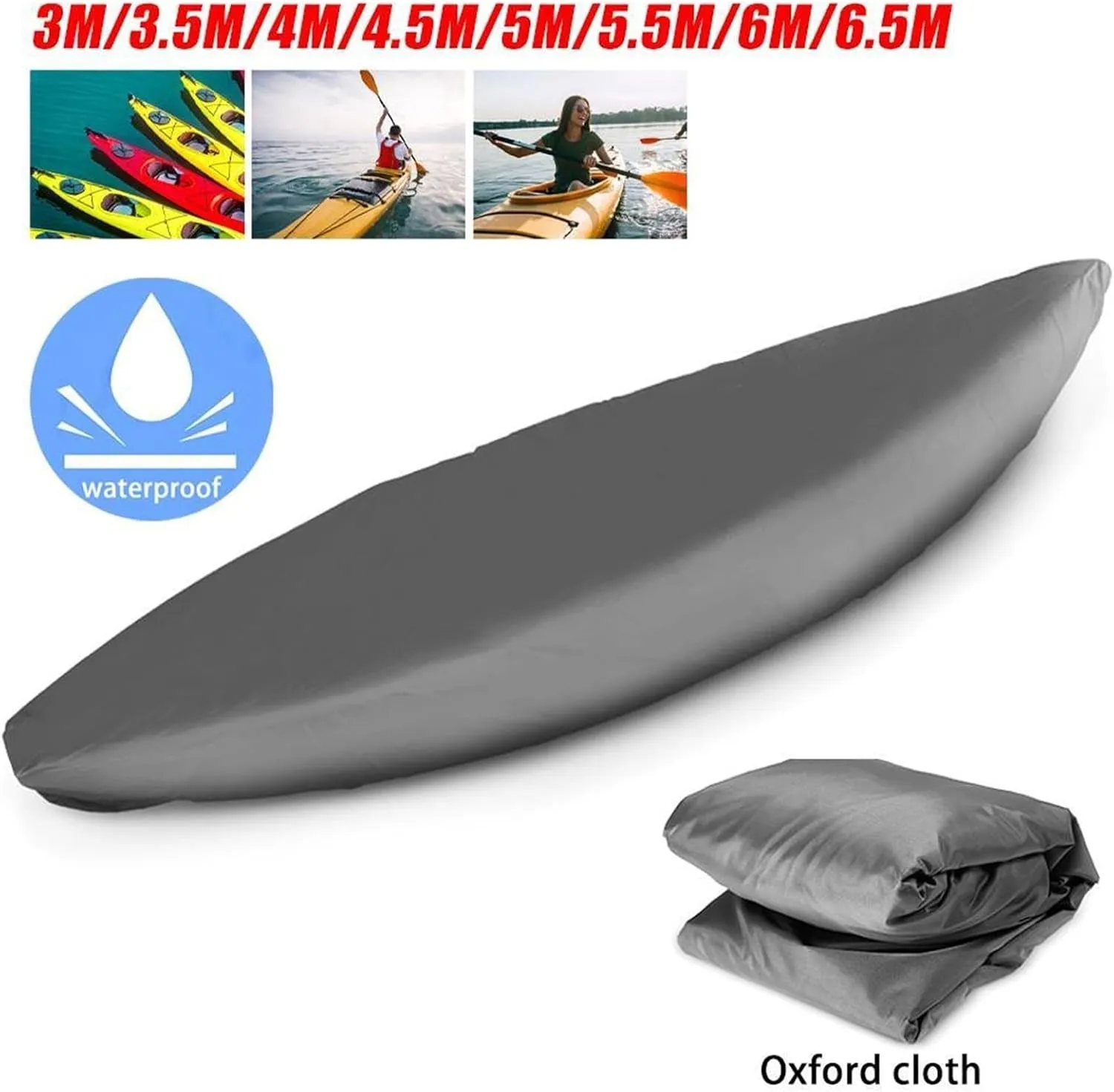 Universal Kayaks Cover Canoe Boat Waterproof UV Resistant Dust-Proof Storage Cover Kayaks Boat Canoe Cover(6.5m)