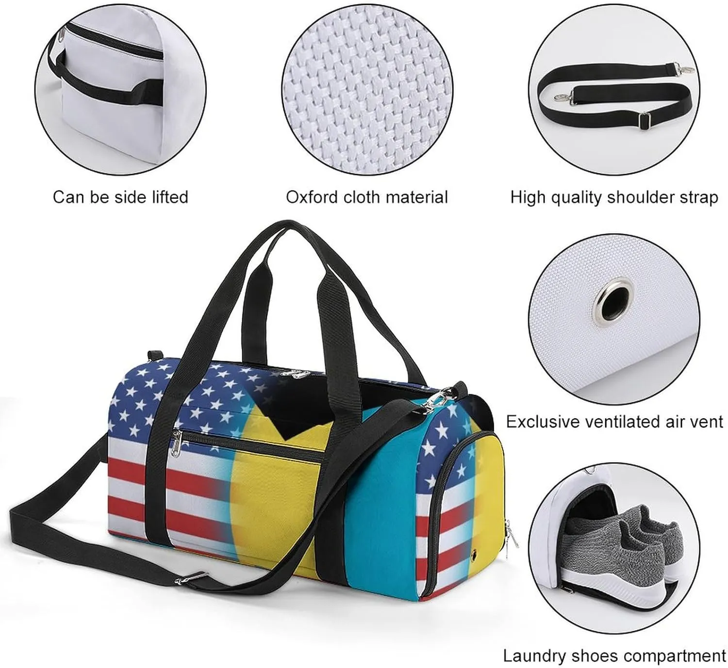 US And Bahamas Flag Gym Bag-Workout Organizer with Water Resistant Compartments for Gym Lovers, style-29-10
